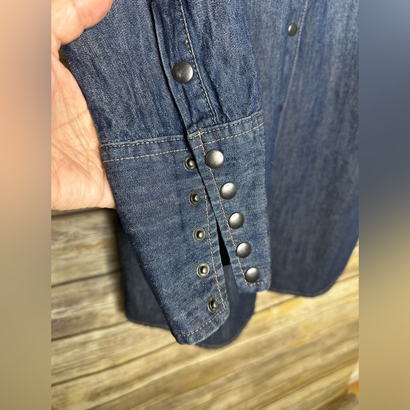 STETSON M WOMENS BLUE 5.6 OZ DENIM DRESS W/LAVISH EMBROIDERY - Picture 4 of 7